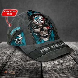 Port Adelaide Football Club 3D Metal Skull Personalized Classic Cap 02
