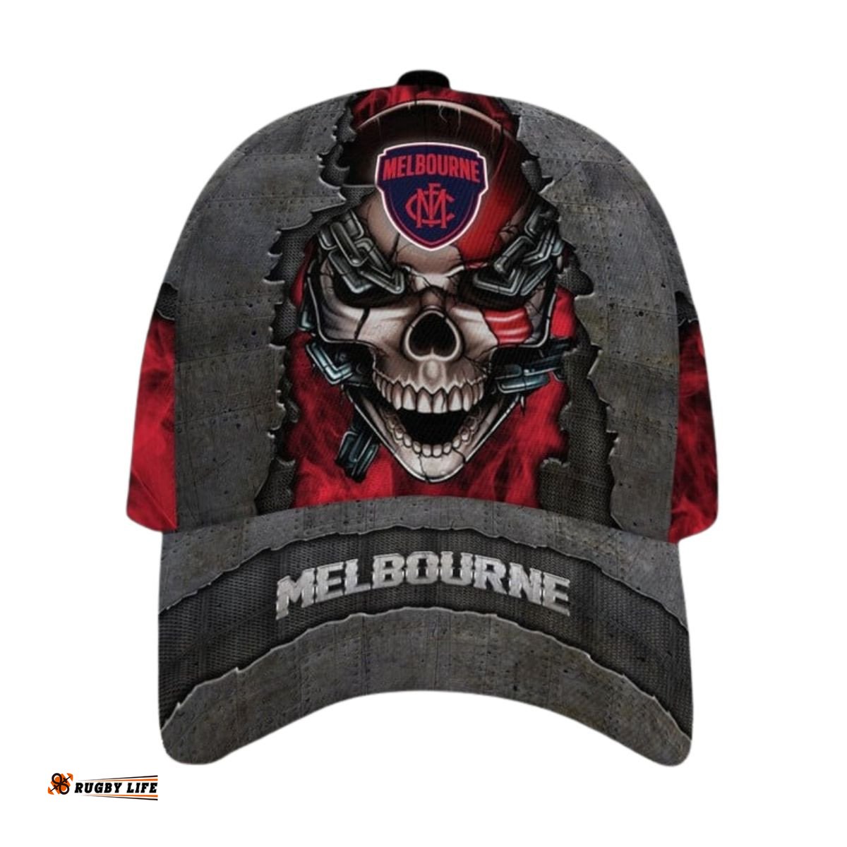 Melbourne Football Club 3D Metal Skull Personalized Classic Cap 02