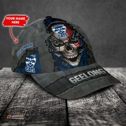 Geelong Football Club 3D Metal Skull Personalized Classic Cap 02