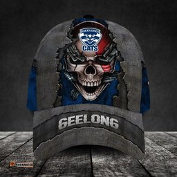 Geelong Football Club 3D Metal Skull Personalized Classic Cap 02