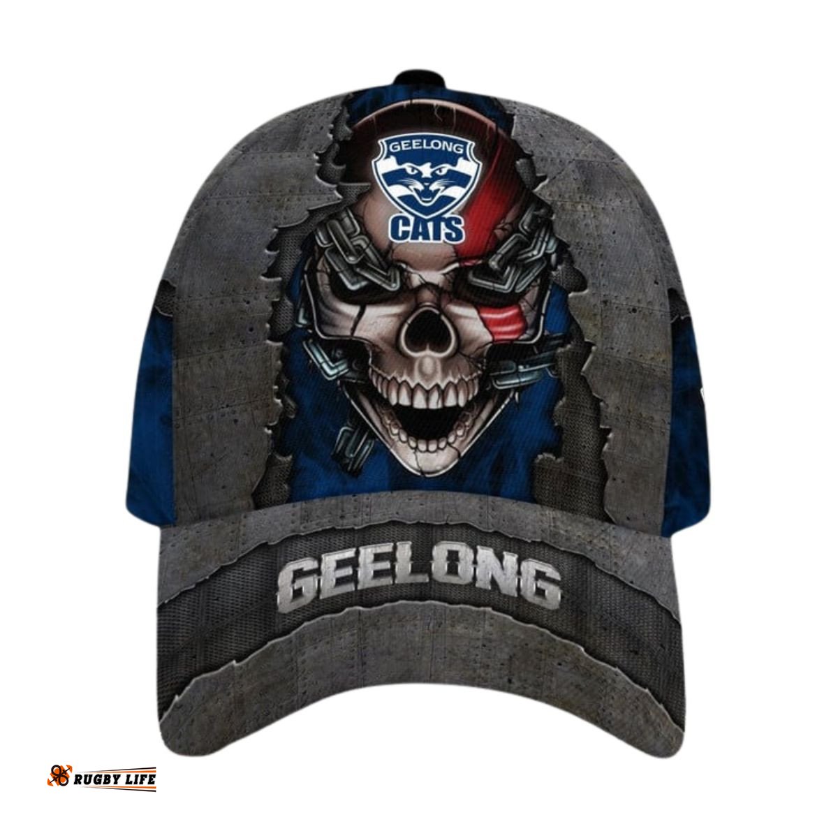 Geelong Football Club 3D Metal Skull Personalized Classic Cap 02