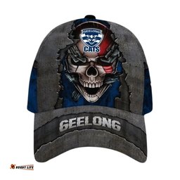 Geelong Football Club 3D Metal Skull Personalized Classic Cap 02