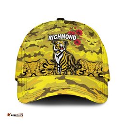 (Custom Personalised) Richmond Tigers ANZAC AFL Classic Cap Indigenous Vibes - Yellow