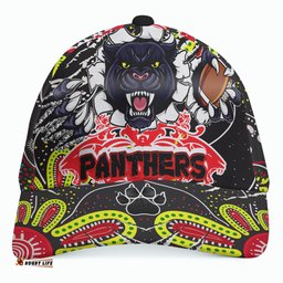 Panthers Rugby Aboriginal Cap - Indigenous Super Black Panthers Scratch Style