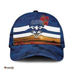 (Custom Personalised) Geelong Cats ANZAC AFL Classic Cap Poppy Vibes