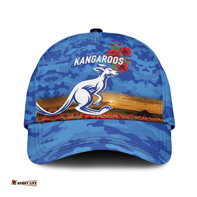 (Custom Personalised) North Melbourne Kangaroos ANZAC AFL Classic Cap Poppy Vibes