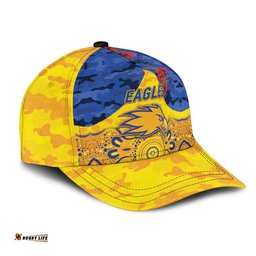 (Custom Personalised) West Coast Eagles ANZAC AFL Classic Cap Indigenous Vibes - Gold