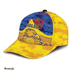 (Custom Personalised) West Coast Eagles ANZAC AFL Classic Cap Indigenous Vibes - Gold