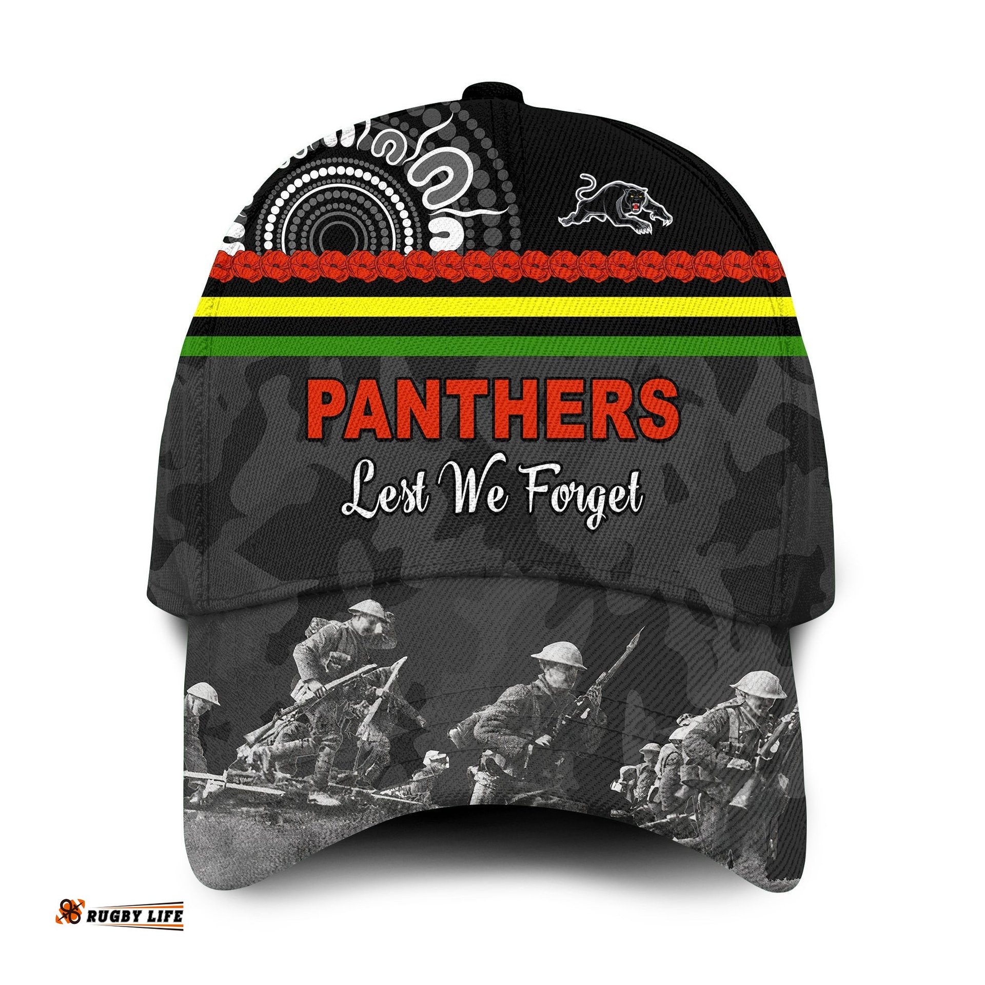 Panthers Anzac Day Cap Aboriginal Lest We Forget Ver.02
