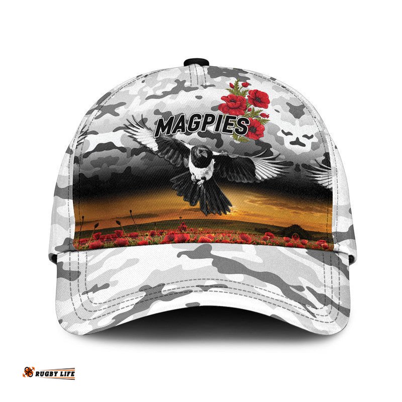 (Custom Personalised) Collingwood Magpies ANZAC AFL Classic Cap Poppy Vibes