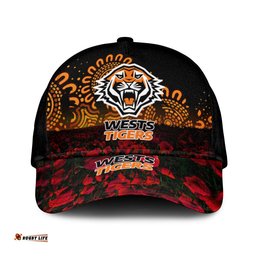 Wests Tigers Cap Aboriginal Rugby Anzac Day Poppy With Soldiers- NRL