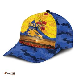 (Custom Personalised) West Coast Eagles ANZAC AFL Classic Cap Poppy Vibes - Royal Blue