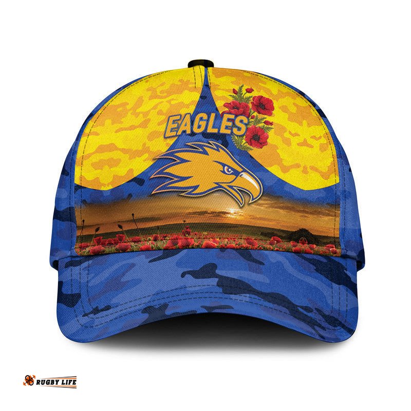 (Custom Personalised) West Coast Eagles ANZAC AFL Classic Cap Poppy Vibes - Royal Blue