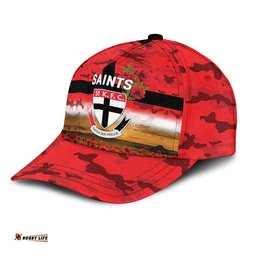 (Custom Personalised) St Kilda Saints ANZAC AFL Classic Cap Poppy Vibes