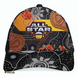 All Stars Rugby Anzac Aboriginal Cap - All Stars with Anzac Day with Poppy Flower Cap