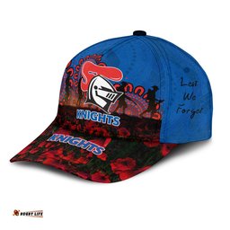 Newcastle Knights Cap Aboriginal Rugby Anzac Day Poppy With Soldiers- NRL