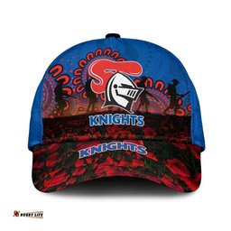 Newcastle Knights Cap Aboriginal Rugby Anzac Day Poppy With Soldiers- NRL