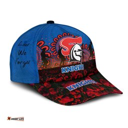 Newcastle Knights Cap Aboriginal Rugby Anzac Day Poppy With Soldiers- NRL