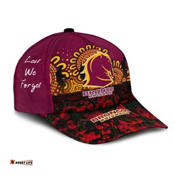Brisbane Broncos Cap Aboriginal Rugby Anzac Day Poppy With Soldiers- NRL
