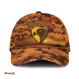 (Custom Personalised) Hawthorn Hawks ANZAC AFL Classic Cap Poppy Vibes
