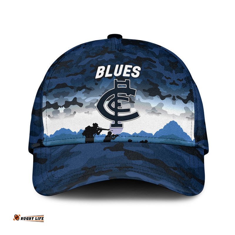 (Custom Personalised) Carlton Blues ANZAC AFL Classic Cap Simple Style