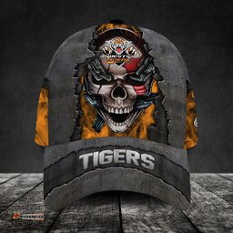 Wests Tigers 3D Metal Skull Personalized Classic Cap 02