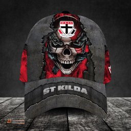 St Kilda Football Club 3D Metal Skull Personalized Classic Cap 02