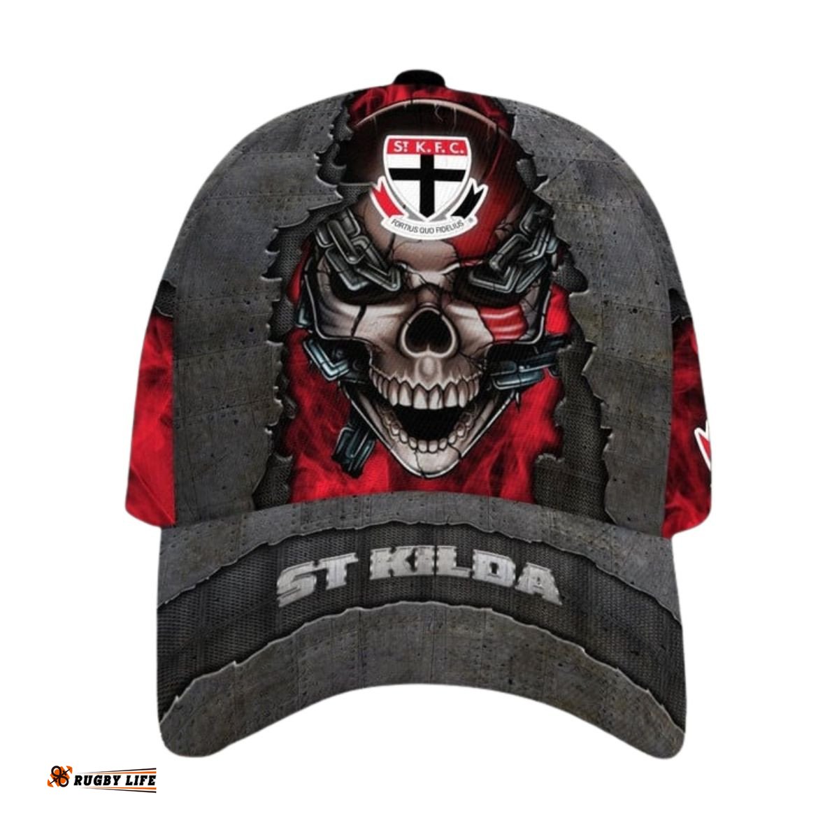 St Kilda Football Club 3D Metal Skull Personalized Classic Cap 02