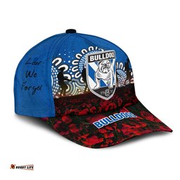 Canterbury-Bankstown Bulldogs Cap Aboriginal Rugby Anzac Day Poppy With Soldiers- NRL