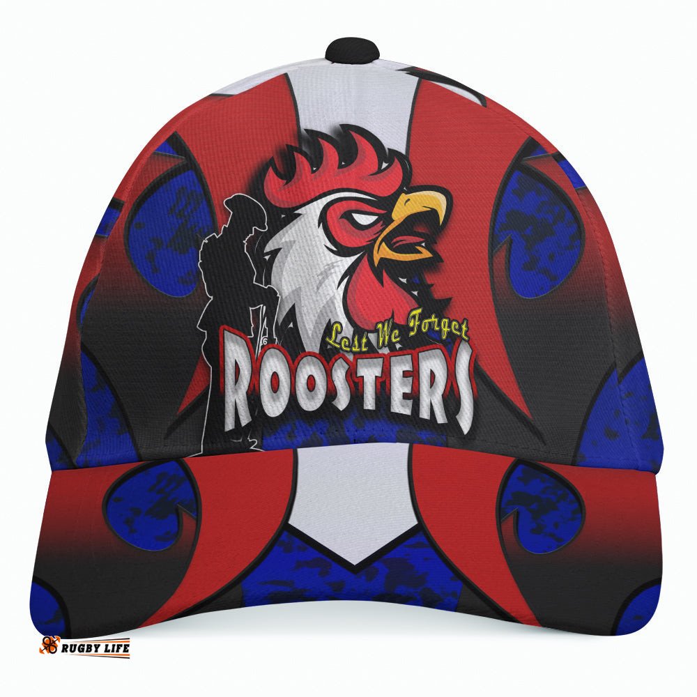 Roosters Rugby Cap - Custom Roosters Remembrance Day And Poppies Cap