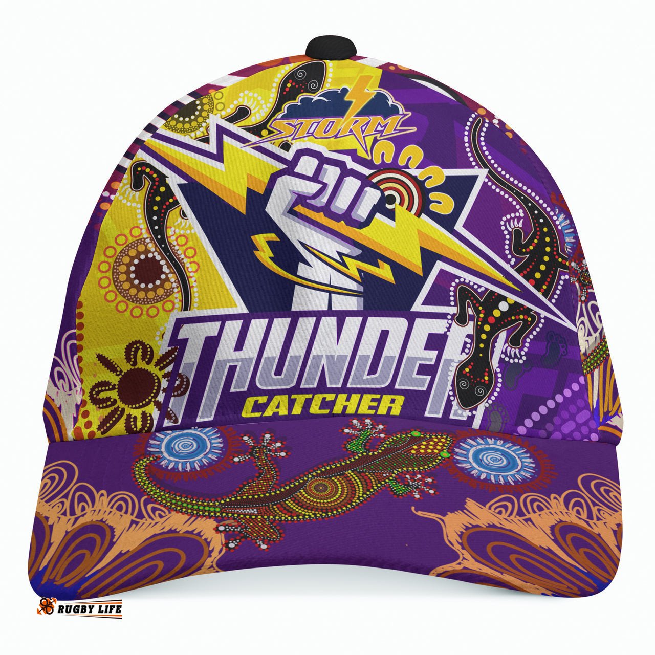 Storm Aboriginal Rugby Custom Cap - The Indigenous Storm Thunder Catcher
