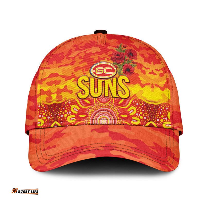 (Custom Personalised) Gold Coast Suns ANZAC AFL Classic Cap Indigenous Vibes