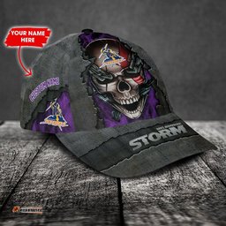 Melbourne Storm 3D Metal Skull Personalized Classic Cap 02
