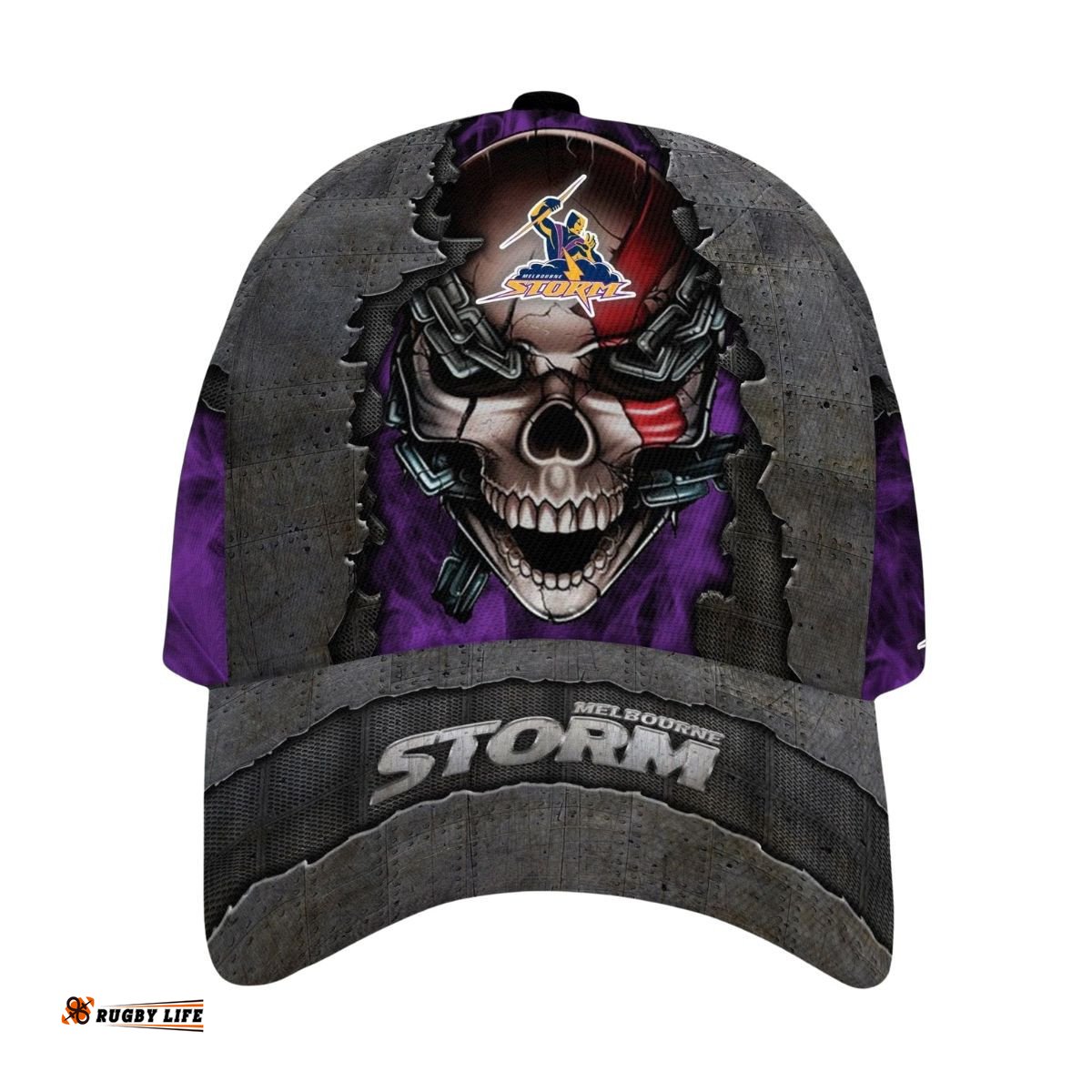 Melbourne Storm 3D Metal Skull Personalized Classic Cap 02