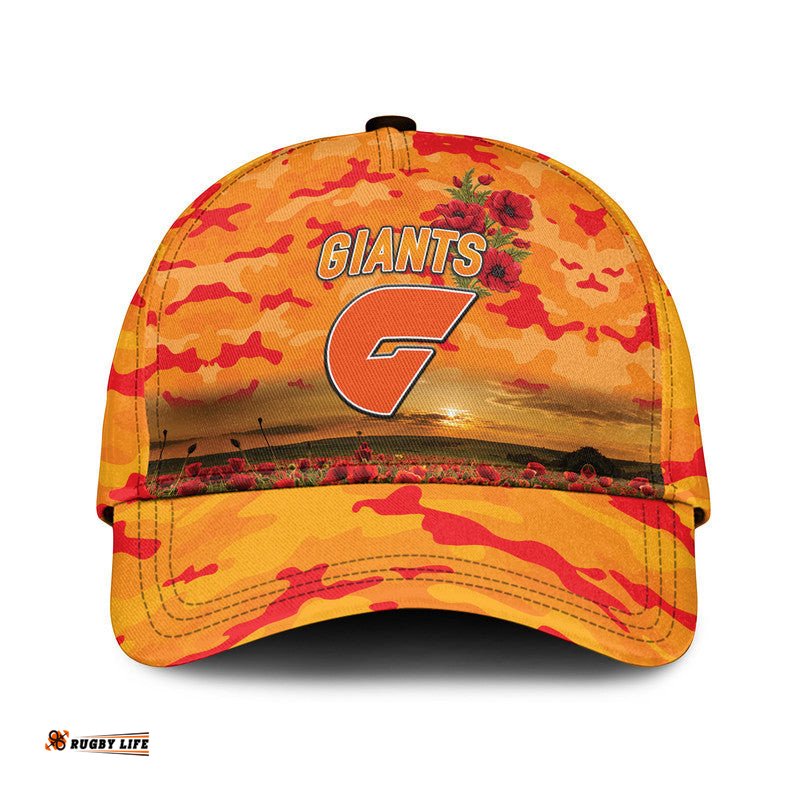 (Custom Personalised) Greater Western Sydney Giants ANZAC AFL Classic Cap Poppy Vibes
