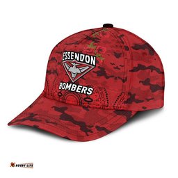 (Custom Personalised) Essendon Bombers ANZAC AFL Classic Cap Indigenous Vibes - Red