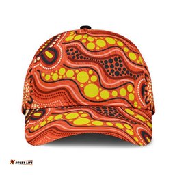 Amazing Aussie Australia Aboriginal Inspired Aboriginal Inspired Dot Art Painting Ver 15 Cap Aussie Hat