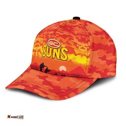 (Custom Personalised) Gold Coast Suns ANZAC AFL Classic Cap Simple Style