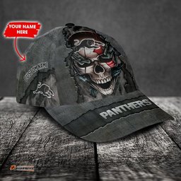 Penrith Panthers 3D Metal Skull Personalized Classic Cap 02