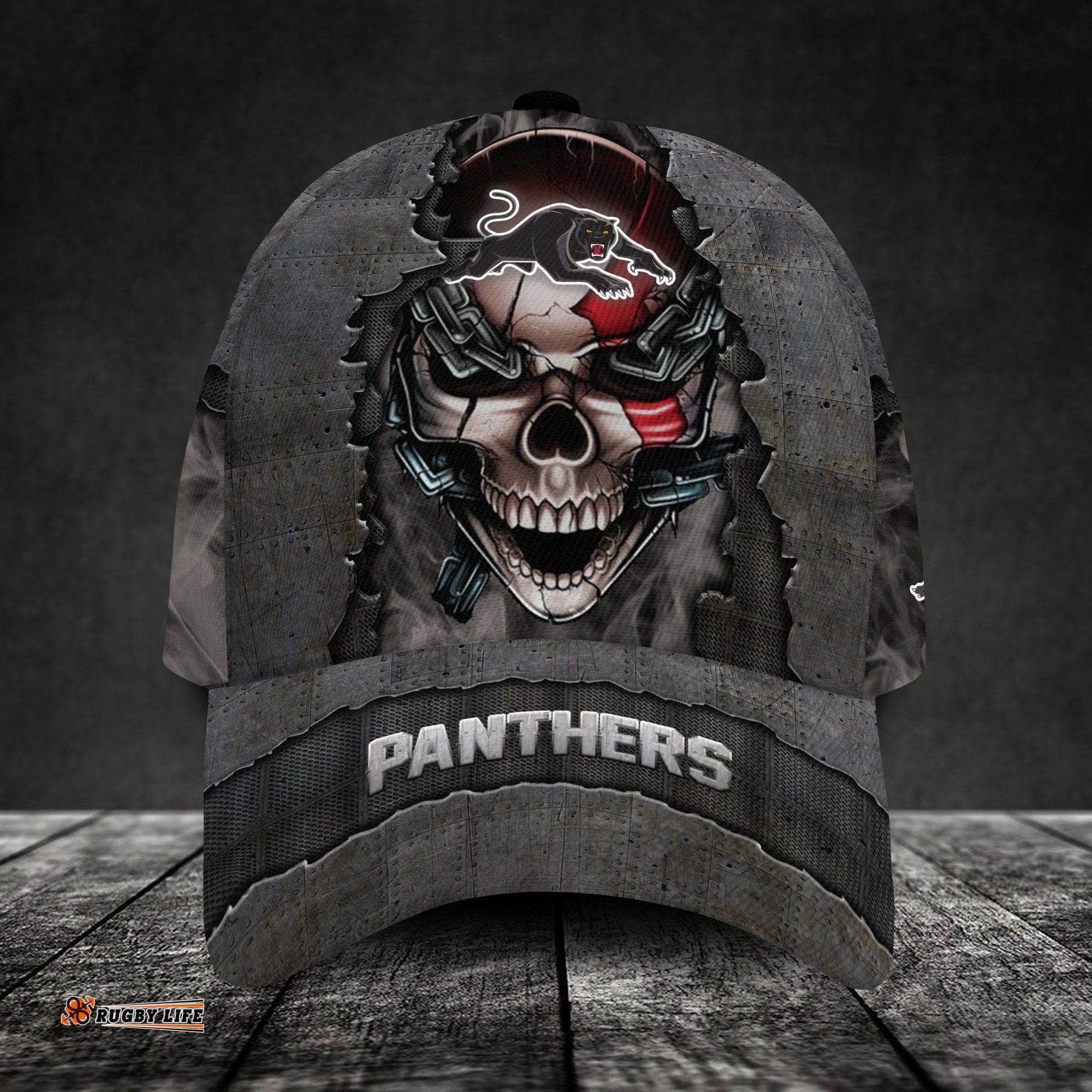 Penrith Panthers 3D Metal Skull Personalized Classic Cap 02