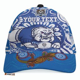 Amazing Aussie Canterbury Bankstown Bulldogs Custom Indigenous Doggies Blue and Whites Aboriginal Inspired Cap Aussie Hat
