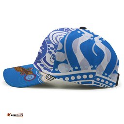 Amazing Aussie Canterbury Bankstown Bulldogs Custom Indigenous Doggies Blue and Whites Aboriginal Inspired Cap Aussie Hat