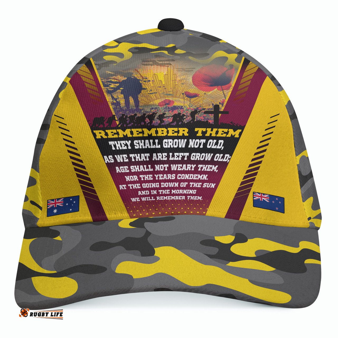 Amazing Aussie Australia Anzac Camo Anzac Poem Lest We Forget Yellow Cap Aussie Hat