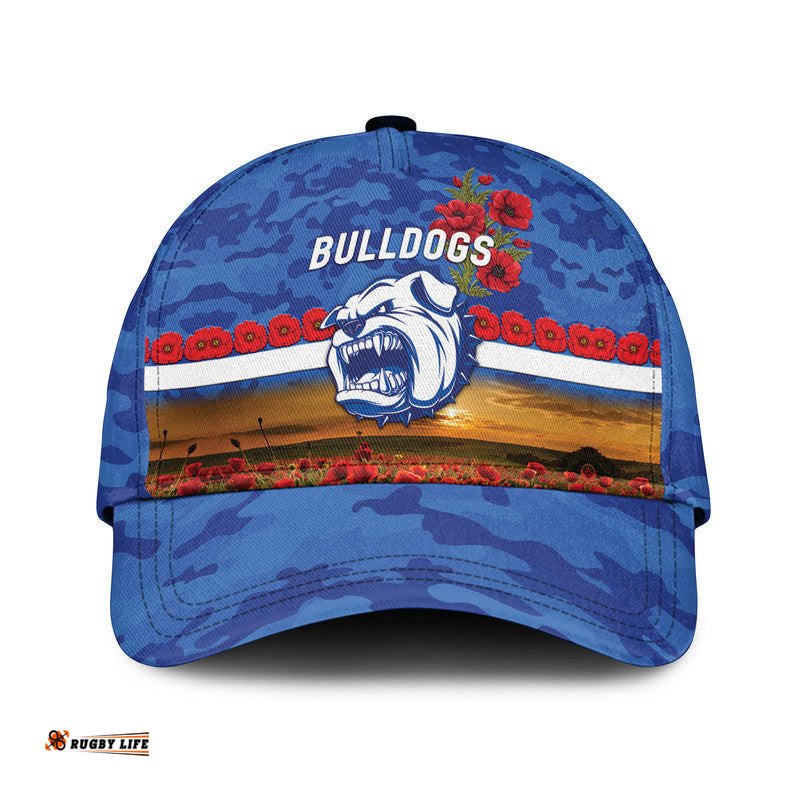 (Custom Personalised) Western Bulldogs ANZAC AFL Classic Cap Poppy Vibes