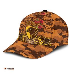(Custom Personalised) Hawthorn Hawks ANZAC AFL Classic Cap Indigenous Vibes