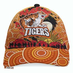 Amazing Aussie Wests Tigers Anzac Aboriginal Inspired Wests Tigers with Remembrance Day Poppy Flower Cap Aussie Hat