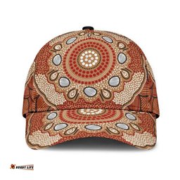 Amazing Aussie Australia Aboriginal Inspired Aboriginal Inspired Dot Art Painting Ver 18 Cap Aussie Hat