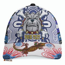 Amazing Aussie Canterbury Bankstown Bulldogs Custom Indigenous Mighty Super Berries Tribal Footprints Cap Aussie Hat