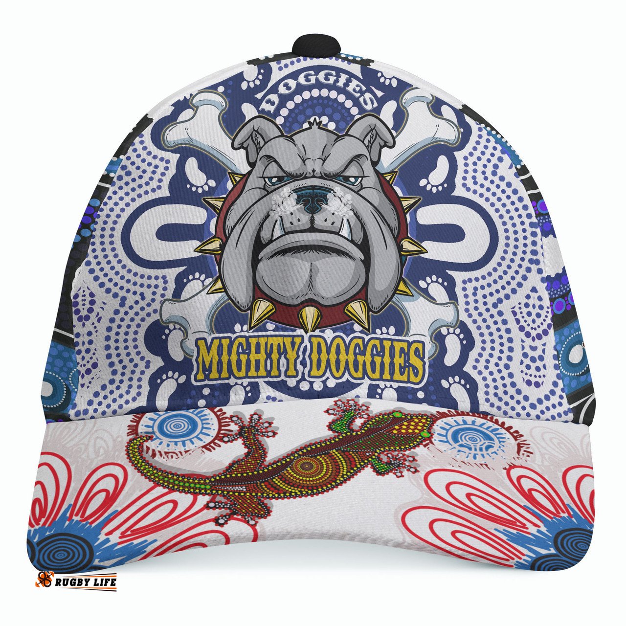 Amazing Aussie Canterbury Bankstown Bulldogs Custom Indigenous Mighty Super Berries Tribal Footprints Cap Aussie Hat
