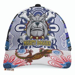 Amazing Aussie Canterbury Bankstown Bulldogs Custom Indigenous Mighty Super Berries Tribal Footprints Cap Aussie Hat